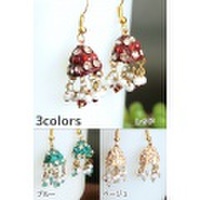 ピアス■ゆらゆらキュートな傘ピアス（レッド/ベージュ/ブルー）