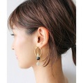 フープ×ペンデュラムストーンピアス /6カラー