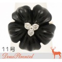 フラワーモチーフ 合成オニキス ダイヤ リング 11号 K14PG [花 14金ピンクゴールド 指輪]