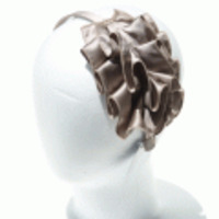 ブランド-L.EricksoｎUSAヘアアクセサリー◆シルクサテンラッフルカチューシャ◆チャコールグレー