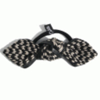 ブランドJennifer Ouellette◆ウール＆レザーリボンヘアゴム◆ブラックmix