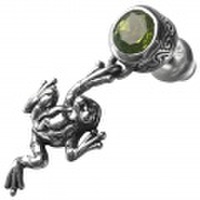 ペリドット カエル ドロップ ピアス シルバー アクセサリー メンズ 送料無料 片耳用(1個売り)