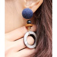 ボタン×アクリルフープピアス・イヤリング/各4カラー