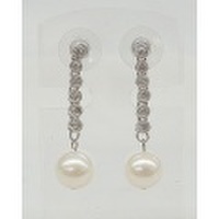 淡水パール＆CZ　デザイン ピアス