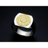 八葉曼荼羅リング・印台・K18金ゴールドエンブレム