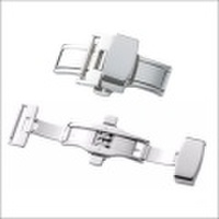 皮革ベルトを傷つけることなく使用できる革バンド用バックル　両プッシュ式観音式バンドで時計の装着が簡単になるウォッチ用バックル　【16.18.20mm】　バンビ/BAMBI 革バンド用バックル（両プッシュ式観音式）/シルバー　［送料区分：メール便］［お取り寄せ商品］