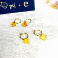 琥珀 アンバー イヤリング フープ『Amber rhombusフープイヤリング』　[メール便可]