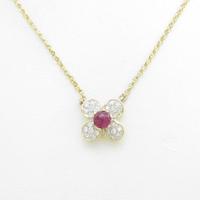 K18YG／K18WG フラワー ルビーネックレス