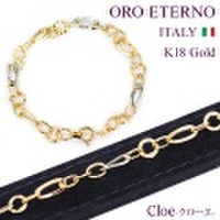 【ORO ETERNO】18K 18金 ブレスレット レディース K18 イエローゴールド ホワイトゴールド 18cm Cloe-クローエ-（BC3014）ゴールドジュエリー イタリアンジュエリー 【ギフト】【送料無料】【参考小売価格108,000円】