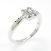 K18WG フラワー ダイヤモンドリング