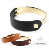 【送料無料】ゴールドプレートｘレザーブレスレット　牛革ブレスレット　レザーバングル　レディース 革 ブレスレット 本革レザーブレスレット　ゴールドブレスレット　ゴールドプレートブレスレット レザー ブラックブレスレット 上品レザーブレスレット　シンプル