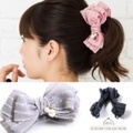 バナナクリップ　リボン ビッグ　大　パール　グログラン　ヘアアクセサリー　クリップ　ヘアクリップ　上品　大人可愛い　ビッグ　リボン　パール　リボン　髪留め　上品　エレガント　グログランリボン　リボンバナナクリップ　ヘアアレンジ