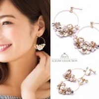 ピアス　フープ　フラワー　ビジュー　パール ゴールド　ピアス　アメリカン　ピアス　アメリカンピアス　ジュエリー　レディース　パール　ピアス　シンプル　アクセサリー　ニッケルフリー　結婚式　ピアス　上品　プレゼント　デイリー　パーティー　プレゼント