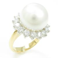 K18YG／PT シロチョウパールリング