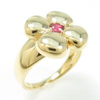 K18YG フラワー ルビーリング