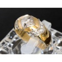 【K18YG/PT900 イエローゴールド/プラチナ】指輪 リング ダイヤ0.15ct ダイヤ0.24ct 17.5号 9.3g メンズ 12796-0