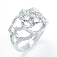 K18WG フラワー ダイヤモンドリング