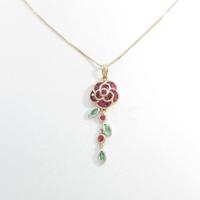 K18PG／K18WG フラワー ルビーネックレス