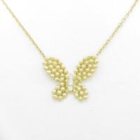 K18YG バタフライ ダイヤモンドネックレス