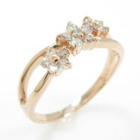 K18PG フラワー ダイヤモンドリング