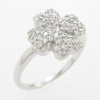 K18WG クローバー パヴェ ダイヤモンドリング