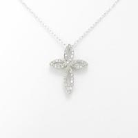 K18WG クロス ダイヤモンドネックレス