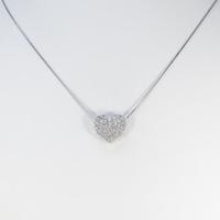 【ジュエリー在庫処分】K18WG ハート パヴェ ダイヤモンドネックレス