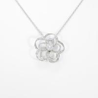 K18WG フラワー ダイヤモンドネックレス10％引き