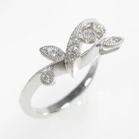 K18WG リーフ ダイヤモンドリング