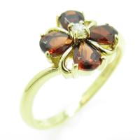 K18YG クローバー ガーネットリング