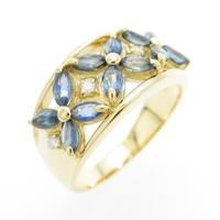 K18YG フラワー サファイヤリング