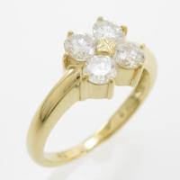 K18YG フラワー ダイヤモンドリング