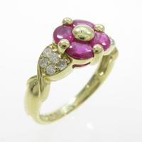 K18YG フラワー ルビーリング