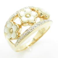 K18YG／K18WG フラワー マザーオブパールリング20％引き