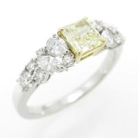 PT／K18YG ダイヤモンドリング 0．532ct・LY・VS2・ファンシーカット