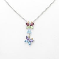 585WG バタフライ カラーストーンネックレス