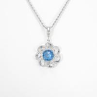 750WG／K18WG フラワー ブルートパーズネックレス5％引き