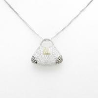 750スリーカラー／K18WG バッグ ダイヤモンドネックレス