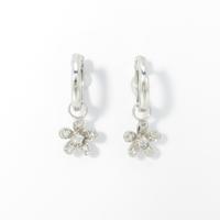 K18WG 2WAY フラワー ダイヤモンドピアス