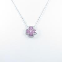 K18WG クロス ピンクサファイヤネックレス