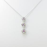 K18WG フラワー ピンクサファイヤネックレス