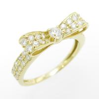 K18YG リボン ダイヤモンドリング