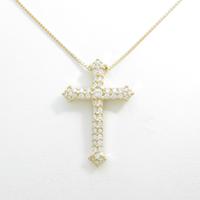 K18YG クロス ダイヤモンドネックレス