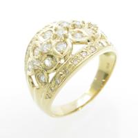 K18YG フラワー ダイヤモンドリング