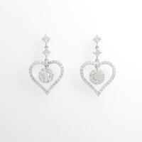 K18WG ハート ダイヤモンドピアス