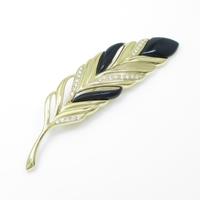 ミキモト フェザー オニキスブローチ