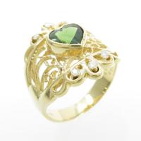 K18YG ハート トルマリンリング