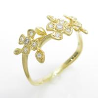 K18YG フラワー ダイヤモンドリング