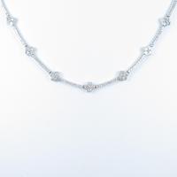 K18WG フラワー ダイヤモンドネックレス