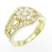 K18YG フラワー ダイヤモンドリング